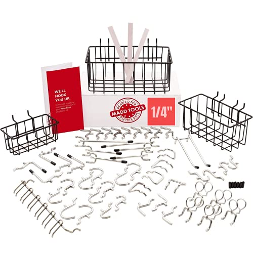 Heavy Duty Pegboard Hooks & Baskets Set, 60-Piece Pegboard Organizer