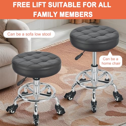 JOSTZHXIN Low Height Roller Stool Height Adjustable, Mechanic Stool Low Rolling Chair, Footstool Modern Roller Seat for Salon SPA Home Office Garage Shop (Style 3)