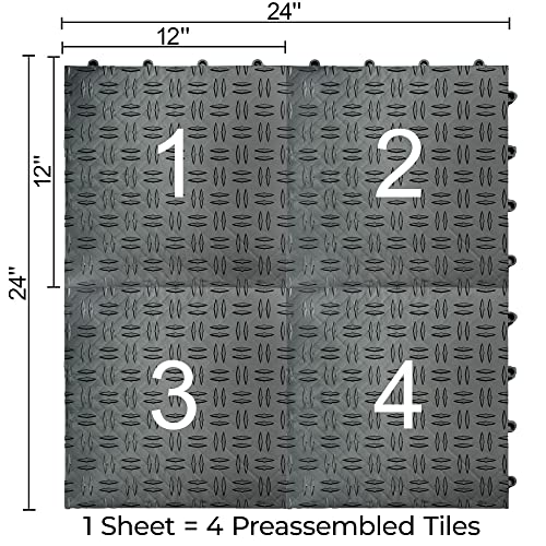 Big Floors GarageTrac Garage Floor Tiles, Interlocking Garage Flooring, Diamond Pattern Non-Slip Heavy-Duty Copolymer Modular Tile, Easy Install (Graphite, 48 Pack of 12 x 12" Tiles, 48 Sq Ft)