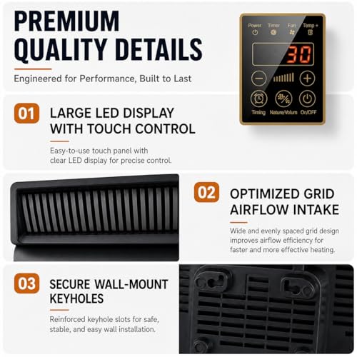 Portable Wall Mounted Air Conditioner Fan, 2-in-1 Cooling Air Conditioner and Heater Combo, Quiet Smart AC Unit with Remote & Timer for Bedroom, Garage, Basement, Office(White)