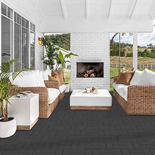 Goovilla Plastic Interlocking Deck Tiles, 9 Pack Outdoor Patio Flooring, 12"x12" Interlocking Decking Tile Outdoor All Weather Use, Waterproof Patio Pavers for Pool Balcony Backyard Porch, Dark Grey
