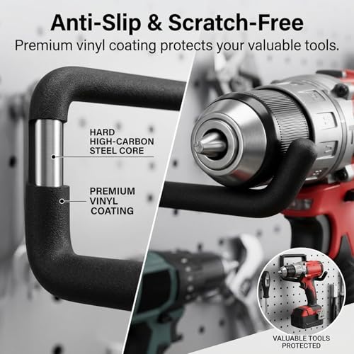 INCLY 10 Pack 1/4" Pegboard Drill Holder Tool Utility Hooks