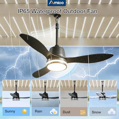 Amico 42" Outdoor Ceiling Fans with Lights, IP65 Waterproof Gazebo Fan