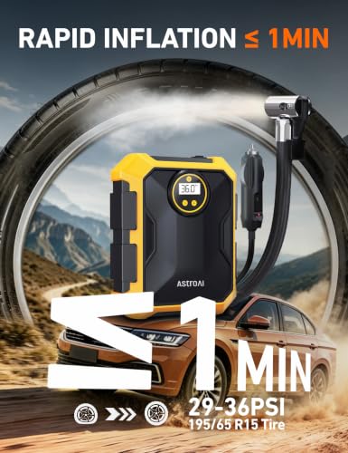 AstroAI Tire Inflator Portable Air Compressor 12V DC Integrated Storage