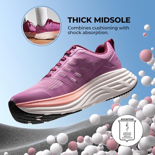 NORTIV 8 Women's Walking Shoes Cushion Running Tennis Shoes ActiveFloat Non-Slip Comfortable Breathable Workout Gym Sports Athletic Fashion Sneakers,Size 8.5,Purple,SNWS245W