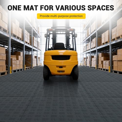 ExploreHorizon 50 Pack Garage Tiles Interlocking, 12"X12" Garage Floor Covering Tile, Non-Slip Double-Sided Texture Garage Flooring Tiles,for Garage, Basement, Workshop & Repair Shop, Graphite Gray