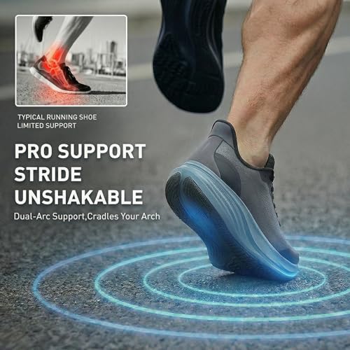 ANTA Men’s PG7 3.0 Cushioning Running Shoes Enhanced Lateral Support Athletic Sneakers Lightweight and Breathable Shoes for Gym Walking and Standing, Gray/Black, 9.5