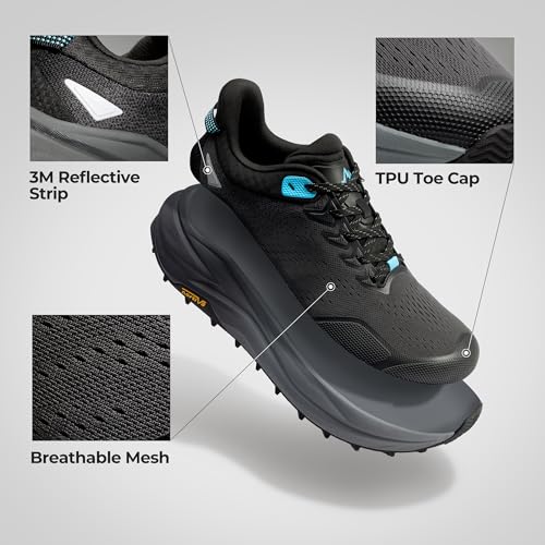 NORTIV 8 Men's Trail Running Shoes Wide Toe Box,Black,10