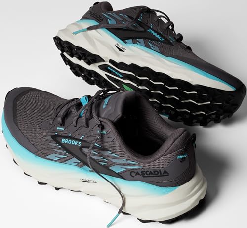 Brooks Women's Cascadia 19Sneaker, Rabbit Black Bluefish, 9 US