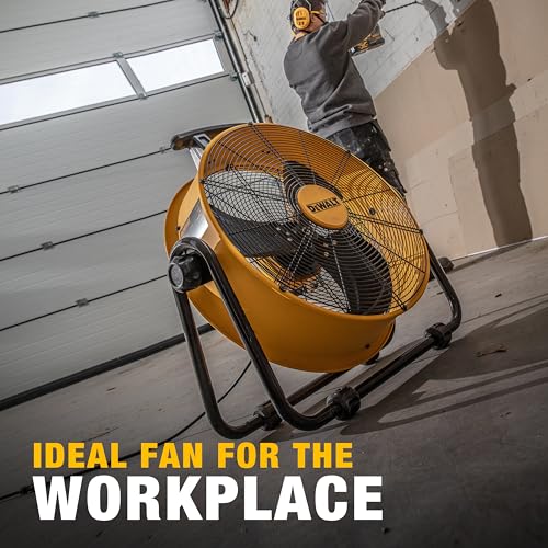 DEWALT 20 Inch Floor Fan, 180° Adjustable Tilting Drum Fan DXF2042