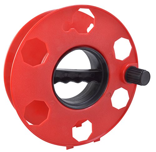 Woods Heavy Duty Cord Storage Wheel - Holds Up to 125 Feet of 16/3 or 110 Feet of 14/3 Gauge Cord - Tangle-Free Design for Extension Cords, Rope, or Hose - Orange/Black