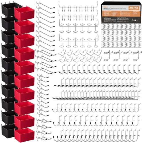 INCLY 312PCS Peg Board Organizer Accessories Kit for Organizing Tools