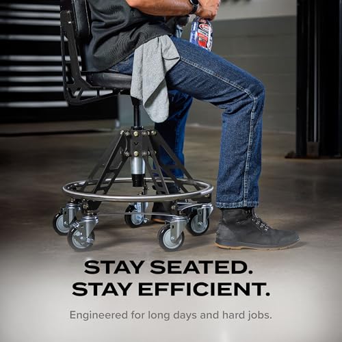 Vyper Elevated Steel Max EZ-Lift Shop Chair with Backrest, Red Legs