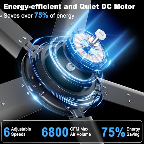 Ohniyou 60'' Industrial Ceiling Fan No Light for Patio, Porch, Black
