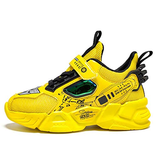 WZRUISEN Boys and Girls Leisure Sports Basketball Hiking Shoes Yellow 12 Little Kid