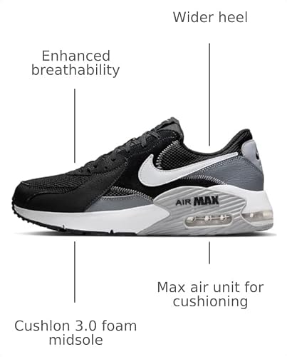 Nike Men's Air Max Excee Shoes, Black/White-Cool Grey-Wolf Grey, 10