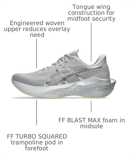 ASICS Mens, Novablast 6 Platinum, Platinum/Glow Green, 8, Medium
