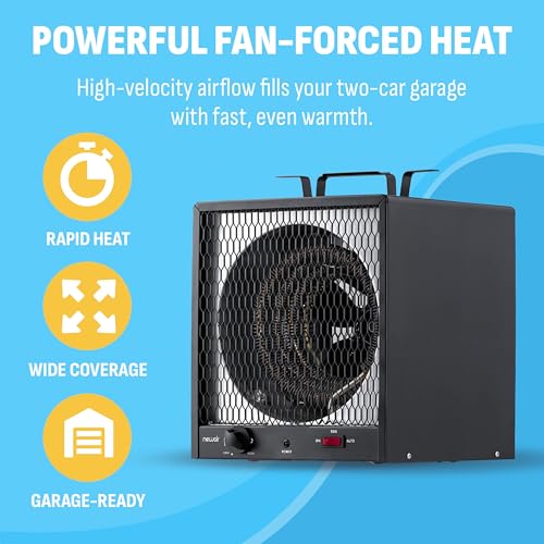 NewAir Electric Space Heater for Garage | Portable Heaters for Indoor Use | Ideal 240V Industrial Heater for Shop, Shed and Warehouse during Winter | Black