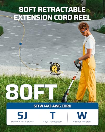 DEWENWILS Retractable Extension Cord Reel, Open Cord Reel with 80FT Cord