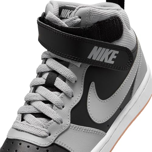 Nike Big Kid's Court Borough Mid 2 Shoes, Black/Light Smoke Grey-White-Gum Medium Brown, 6Y