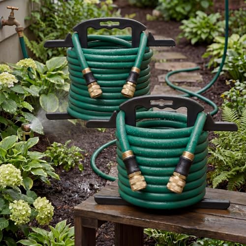 Ripeng 3 Pcs Heavy Duty Extension Cord and Hose Reel with Carrying Handle, Durable ABS H-shape Design Fits 100ft Cord Cable or Water Hose, 50ft Soaker Tube Management (Black)