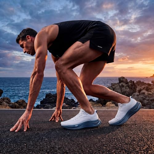 ANTA Men’s PG7 Running Shoes Cushioning Comfortable Breathable Athletic Workout Gym Cross Trainer Sports Sneakers, Gray/Navy Blue, 10