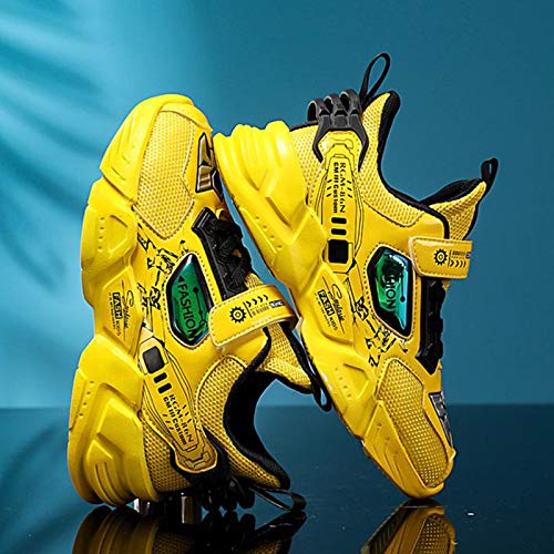 WZRUISEN Boys and Girls Leisure Sports Basketball Hiking Shoes Yellow 12 Little Kid