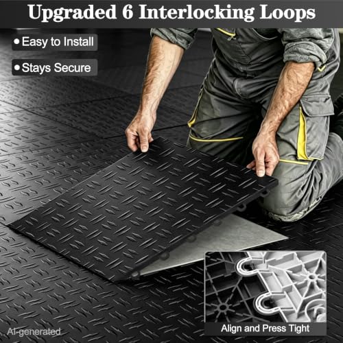 ToLanbbt 12" x 12" Garage Floor Tiles Interlocking, Non-Slip for Basement
