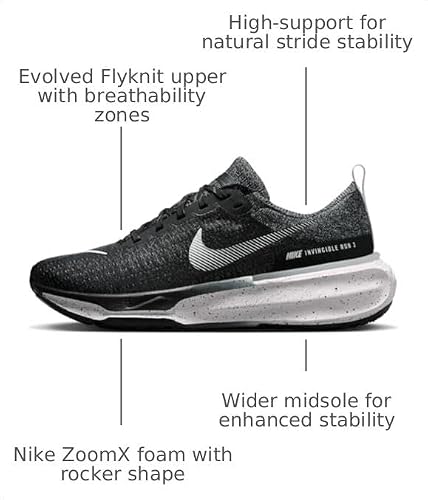 Nike Men's Invincible 3 Road Running Shoes (Black/White, us_Footwear_Size_System, Adult, Men, Numeric, Medium, Numeric_8)