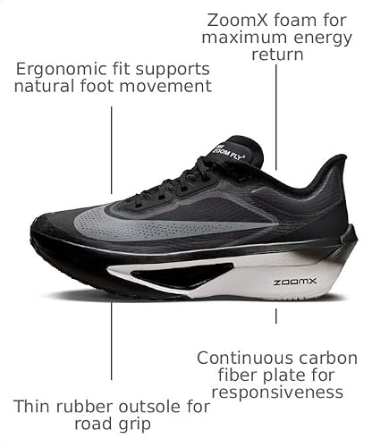 Nike Zoom Fly 6 Women's Road Running Shoe FN8455, Black White Lt Smoke Grey, 40.5 EU