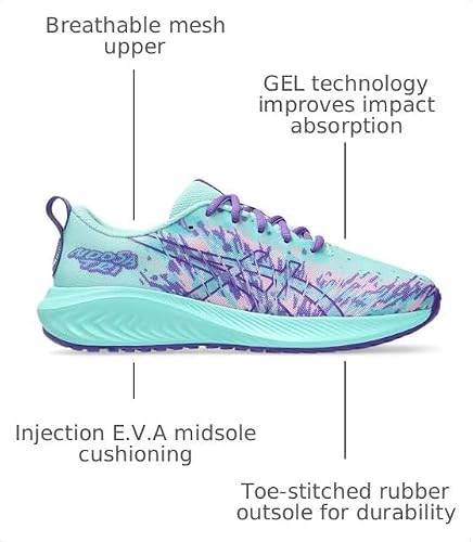 ASICS Kid's Gel-Noosa TRI 16 GS Running Shoes, 5.5, Illuminate Mint/Radiant Amethyst