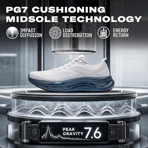 ANTA Men’s PG7 Running Shoes Cushioning Comfortable Breathable Athletic Workout Gym Cross Trainer Sports Sneakers, Gray/Navy Blue, 10