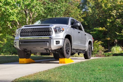 Camco Car Ramps/Truck Ramps - Low Profile Car Ramps - Features 7-Inches of Lift - Use as Car Ramps for Oil Changes, Car Lifts for Home Garage & More - 3,500 lb Capacity per Ramp - 2-Pack (44558)