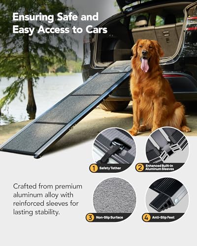 PetThem Dog Ramp for Cars, 63" L × 17" W, Lightweight Foldable