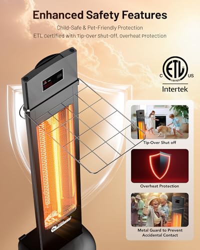 DR. INFRARED HEATER Portable Infrared Indoor and Outdoor Space Heater for Patio, Garage, Commercial & Residential With Remote Control, Space Heater (Freestanding/Ceiling/Mounting), Black