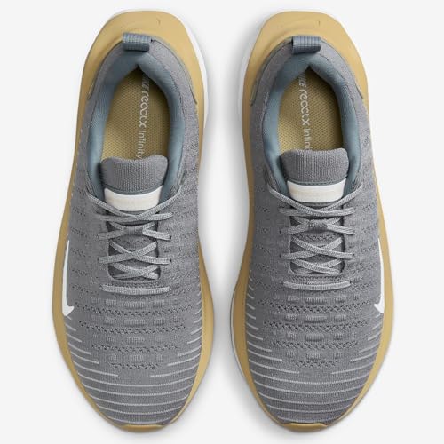 Nike InfinityRN 4 Men's Road Running Shoes (FJ1221-007, Cool Grey/Vegas Gold/White) Size 8