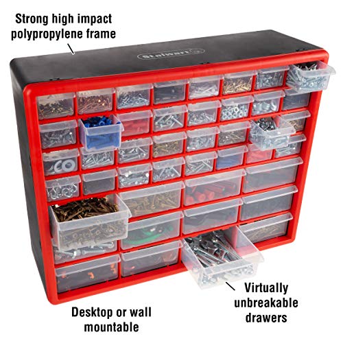 Storage Drawers-44 Compartment Organizer Desktop or Wall Mountable Container for Hardware, Parts, Craft Supplies, Beads, Jewelry, and More by Stalwart