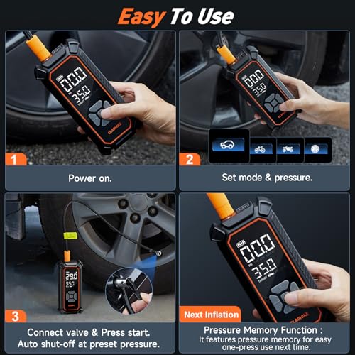 OlarHike Tire Inflator Portable Air Compressor, Dual Power-6000mAh & 12V DC