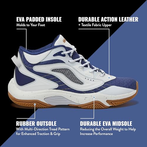 SHAQ Speed Demon 2.0 High Top Basketball Shoes for Men, Indoor or Outdoor Court Basketball Mens Sneakers - Black or White and Blue Size 8 to 13 - White/Dark Blue, 13 Medium