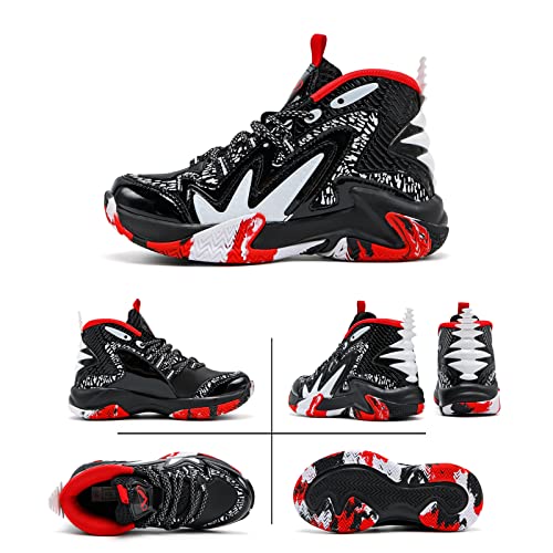 JMFCHI Boys Basketball Shoes Kids High-top Sneakers Non-Slip Cushion