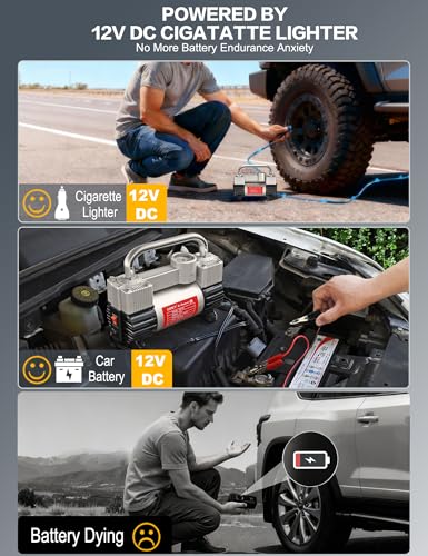 GSPSCN 12V Heavy Duty Tire Inflator Metal Portable Air Compressor Pump