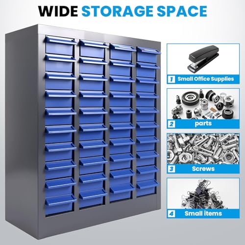 Nut and Bolt Storage Cabinet with ABS Drawer,Steel Small Parts Storage Organizer,25"H X 9"D X21"W Screw Organization for Garage Hardware,Nails,Fastener,Bolts,Nuts,Drill Bits and More (40 ABS Drawers)