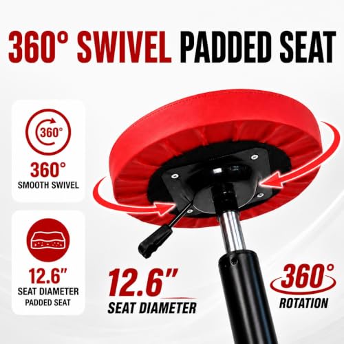 PowerSmart 330 LBS Capacity Roller Seat with Wheels, Pneumatic Rolling Mechanic Stool, 18"-23" Adjustable Height, with Tool Tray, Swivel Creeper Seat for Automotive Repair, Car Detailing & Workshop