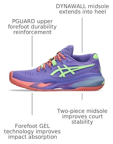 ASICS Women's Gel-Resolution X Padel Tennis Shoes, 9, Amethyst/Illuminate Green
