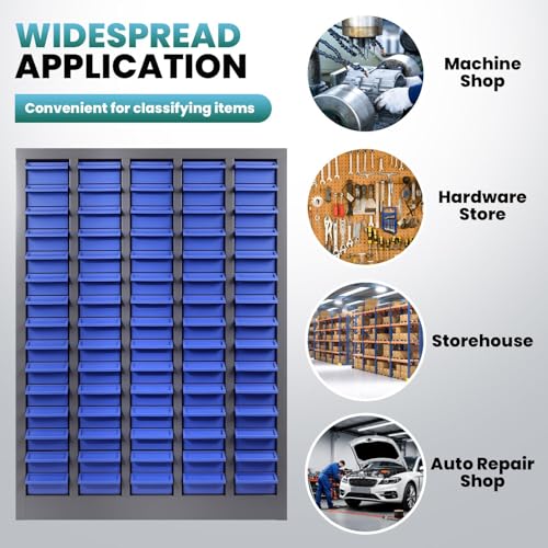 75 Drawers Parts Cabinet with Label Stickers, Nut and Bolt Organizer with ABS Material Drawers, Bolt Bin Storage Cabinet for Screws, Bolts, Nuts in Workshop, Garage, Office (75 Drawers)