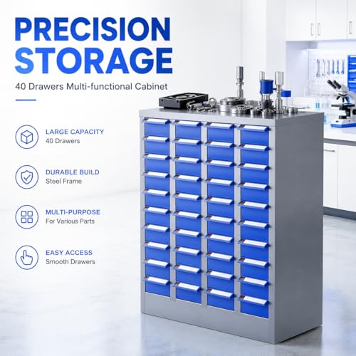 40 Drawer Parts Cabinet, Heavy Duty Small Parts Storage Cabinet with Steel Frame, Bolt Nut Hardware Organizer for Garage Workshop Tool Screw Fastener Storage