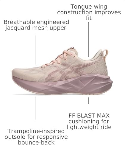 ASICS Women's NOVABLAST 5 Running Shoes, 8, Pearl Pink/MORGANITE