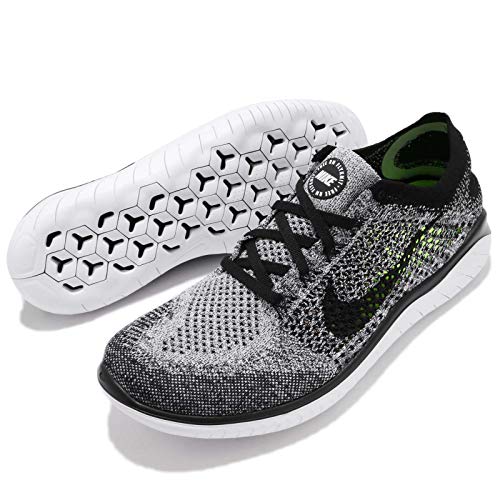 Nike Men's Free Run Flyknit 2018 Running Shoes, White White Black 101, 7.5