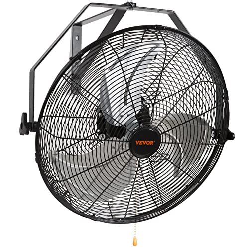VEVOR Wall Mount Fan, 18 Inch 4150 CFM, 3-speed Wall Mounted Metal Fan