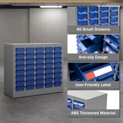 Reykilor 40 Drawers Parts Cabinet Bolt and Nut Tool Storage Cabinet Part, Drawer Plastic Tool Organizer with ABS Material for Hardware Storage, Hardware Organizer